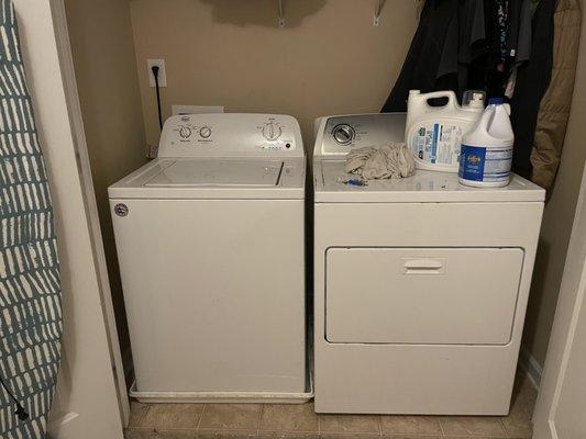 Installed side by side washer/dryer.