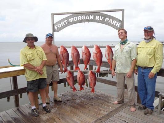 Great Catch just after a Red Snapper Offshore Charter with Captain Rob and On Island Time Charters.