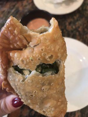 Spinach and goat cheese empanada