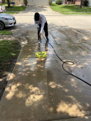 Christian did a great job pressure washing my driveway.