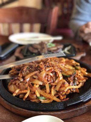 Spicy squid noodles, sweet & spicy...huge portion!