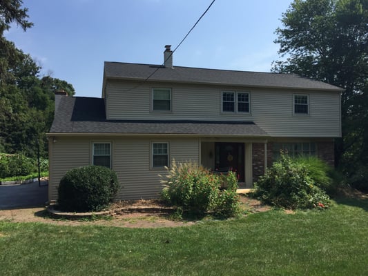 Restored this lovely couple's home to Pre-Storm condition caused by the Hail Storm in PA. Roofing, Siding, and Gutters