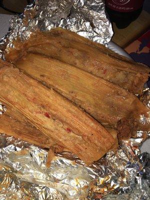 Horrible, messy and flavorless tamales,