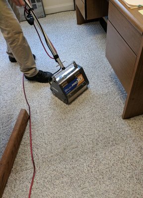 We use a counter rotating brush for deep cleaning