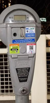 Metered parking within the garage - either pay by coins (dimes, nickels or quarters) or pay by an app 2.27.19