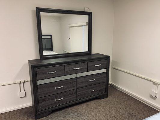 Nice dresser and mirror ... hiding the industrial look of my studio