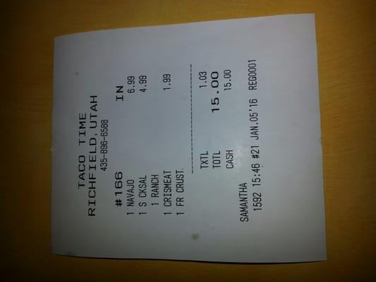 Our receipt.