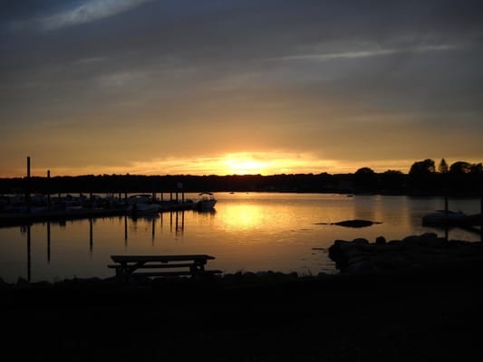 Sun setting over the docks