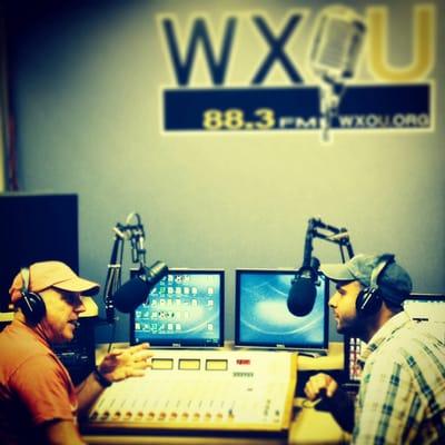 Interviewing Writer and Director Michael Kehoe for Schadenfreude Time at WXOU 88.3 FM.