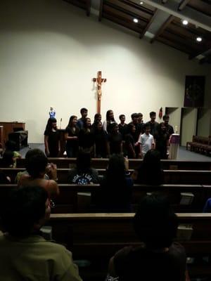 The final Stations of the Cross for this Lenten Season...thanks to the Youth Group for the dramatic interpretation!