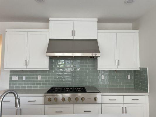 The kitchen backsplash newly installed.