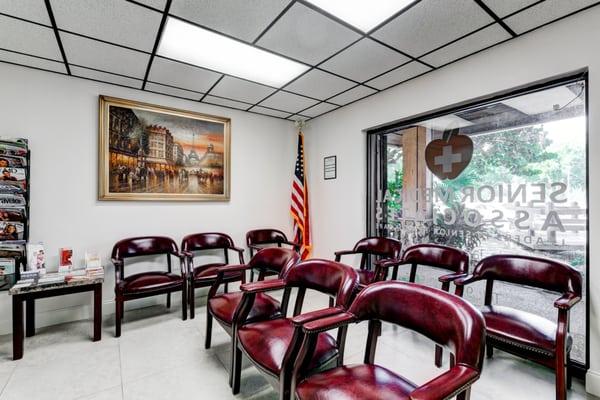 Our reception room is filled with snacks, drinks, magazines and TV for your enjoyment.