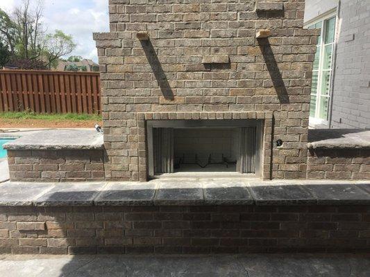 Outdoor stainless steel wood burning fireplace