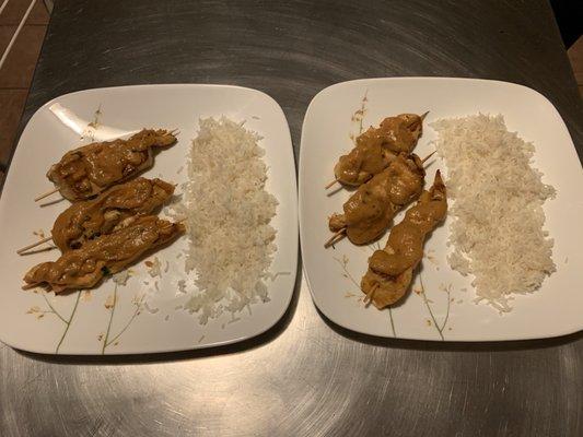 Chicken Satay with White Basmati Rice for Two