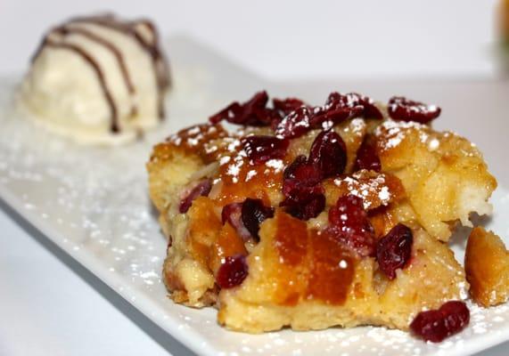 Coconut-Cranberry bread pudding.