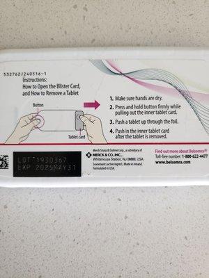 Directions showing only one sleeve of tablets