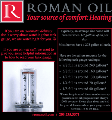 Helpful information on how to read your tank gauge.