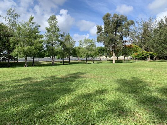 Open field for soccer practice, kickball, racing, etc.