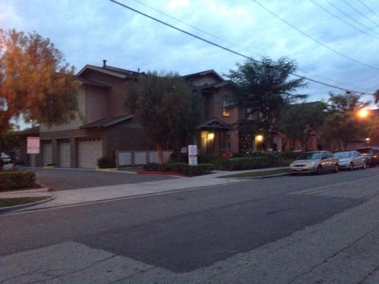 Beautiful town homes at sunset.