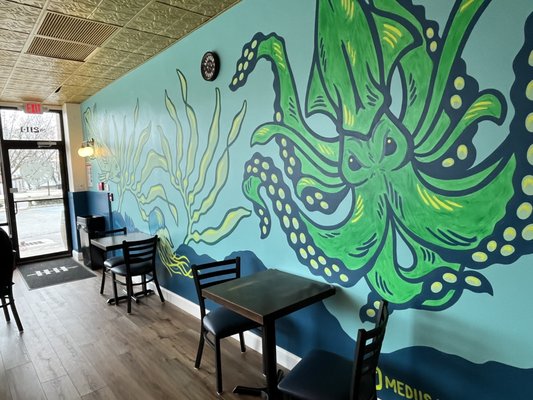 Fancy mural and seating