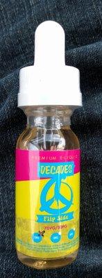 Decades Flip Side: loaded it into my vape pen @ home & it was horrible!  Advice: don't buy vape juice without smelling it first!