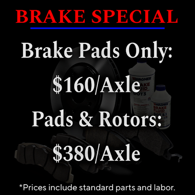 Our affordable brake specials include all parts and labor!