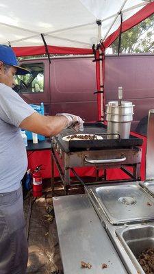 Making our carne asada quesaDIL-LA!   Each order is fresh & prepared when you order  - even the tacos!  11/30/17