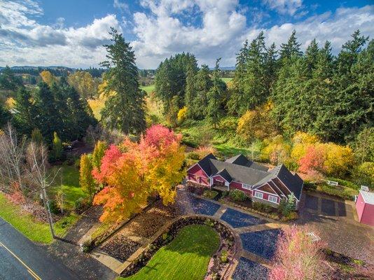 Small acreage in Dayton, Oregon captured with aerial photography.