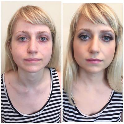 Before and after bridal Makeup.