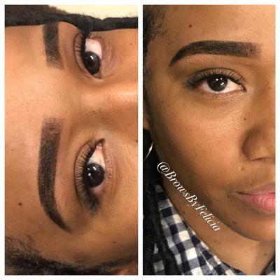 Eyebrow Tint & wax + individual lashes both lasts about 2 weeks