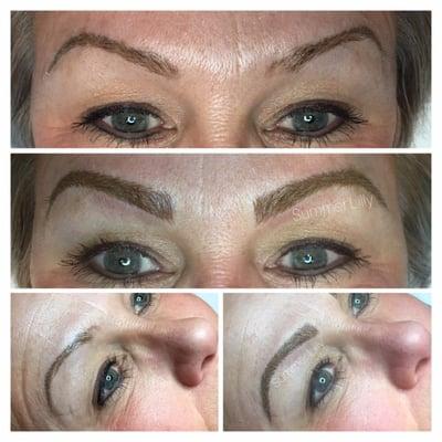 3D eyebrow microblading. I had to correct her permanent cosmetic eyebrows.