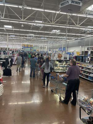 The line to pay at the self service registers