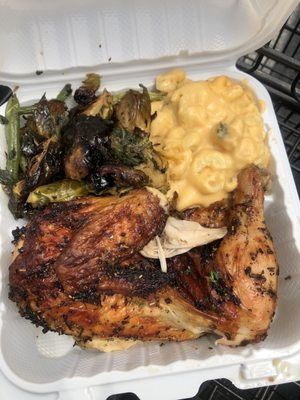 Herb chicken, Mac and cheese with Brussels sprouts for only $11.  Great options