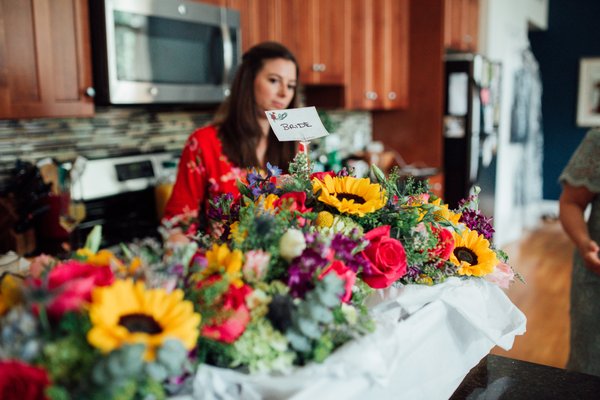 Bridal party flowers when they arrived!