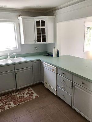 2 tone white on gray cabinets