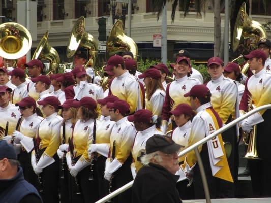 Arizona State Sun Devil Marching Band at the 2012 Kraft Fight Hunger Bowl Pep Rally at Union Square.