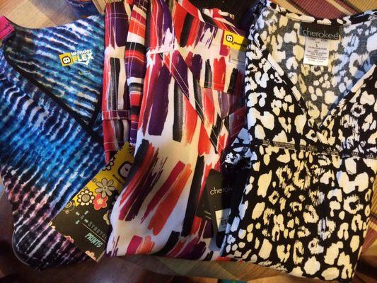 Assorted print scrubs ranging from xs up to xxl for $12.99