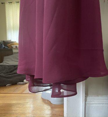 Uneven dress after asking for a simple hem.