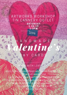 Handmade Valentines Day Card workshop 1-26-19, 1-3pm