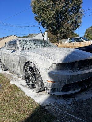 Foam wash on this 2012 Mustang.