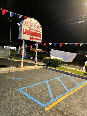 nice n clean handicap sign parking spot at our front of store