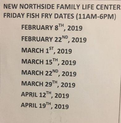 Here's their Fish Fry schedule for 2019.