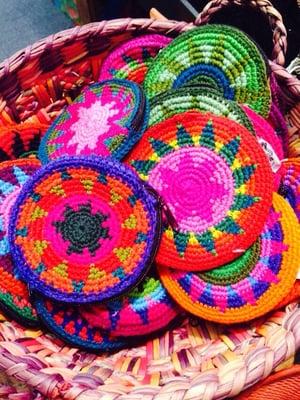 Handmade woven coin purses, $3.99.