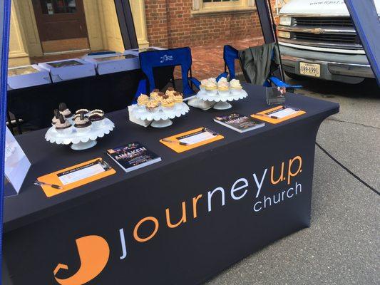 Journey UP Booth at Warrenton first Fridays with free cupcakes!