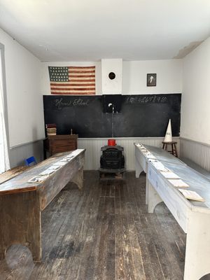 Interior of the one room schoolhouse.