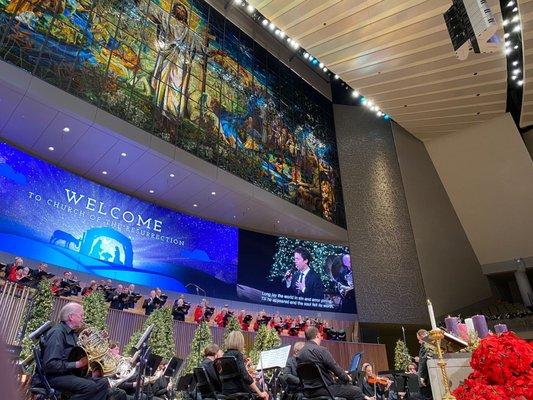 Main sanctuary of Leawood campus. Pictured is one of the largest stained glass windows in the world.