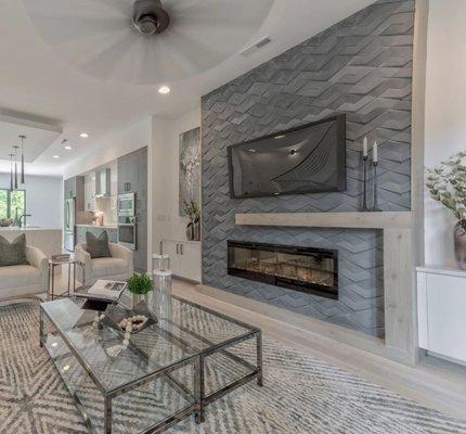 3D Concrete Tile Fireplace