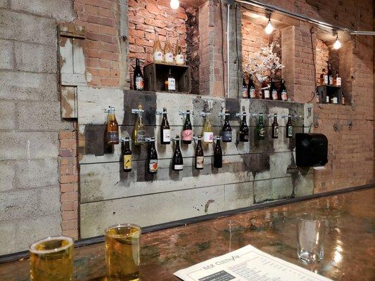 Visual display of bottles behind the bar