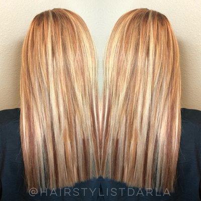 Highlight, lowlight, all over color and microlink hair extensions