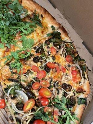 Leaves on the pizza